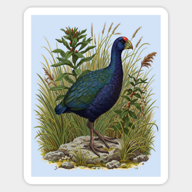 Purple Swamphen Among Wild Wetland Plants Magnet by BirdsnStuff