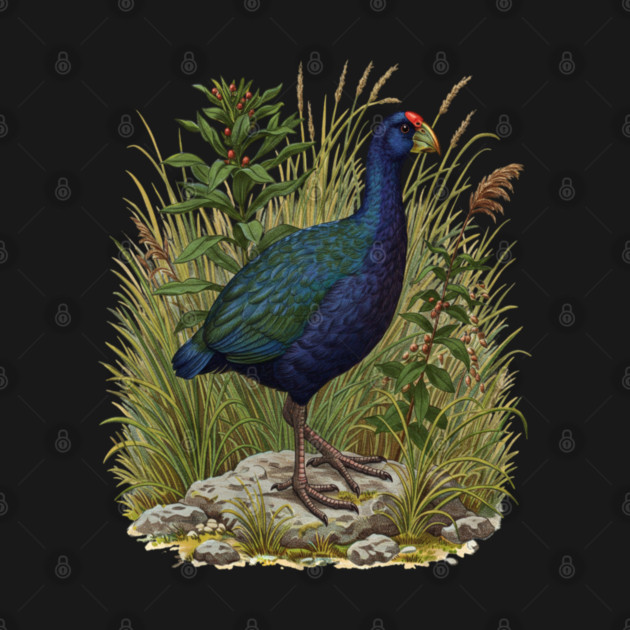 Purple Swamphen Among Wild Wetland Plants by BirdsnStuff