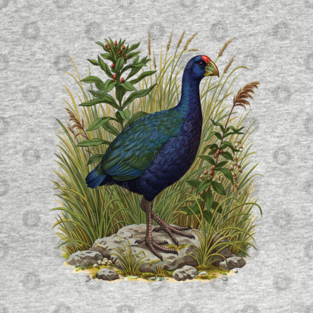 Purple Swamphen Among Wild Wetland Plants by BirdsnStuff