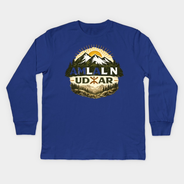 Amlal N Udar – Amazigh Mountain Adventure Design Kids Long Sleeve T-Shirt by Amlal N Udrar