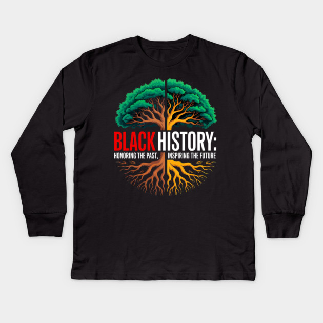 Black History: Roots and Future Heritage Tree Kids Long Sleeve T-Shirt by UrbanLifeApparel