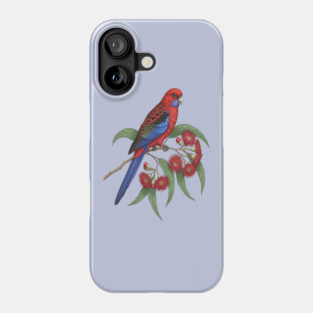 Crimson Rosella with Eucalyptus Blossoms Phone Case