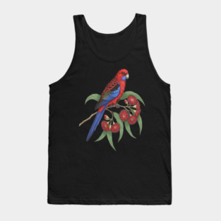 Crimson Rosella with Eucalyptus Blossoms Tank Top