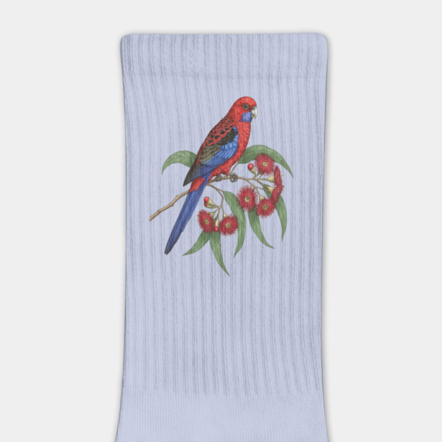 Crimson Rosella with Eucalyptus Blossoms by BirdsnStuff