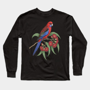 Crimson Rosella with Eucalyptus Blossoms Long Sleeve T-Shirt