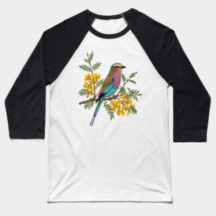 Lilac Breasted Roller with Acacia Blossoms Baseball T-Shirt