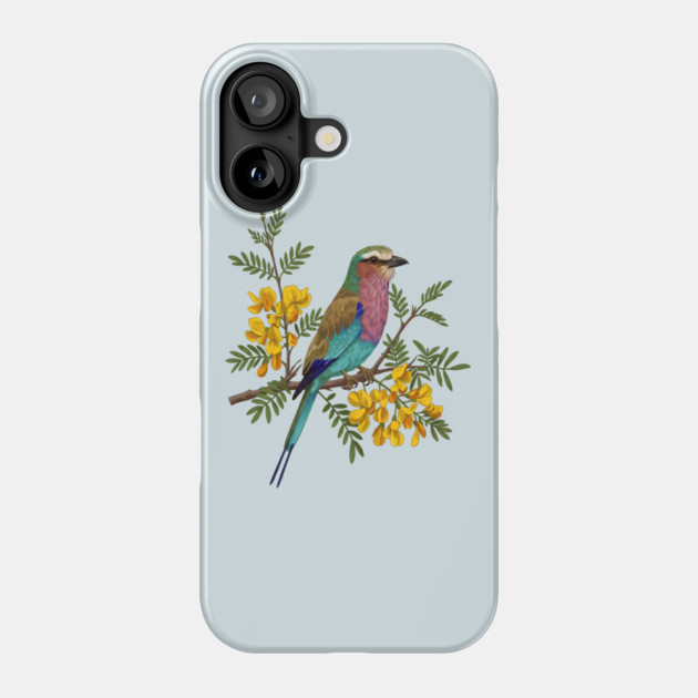 Lilac Breasted Roller with Acacia Blossoms Phone Case by BirdsnStuff