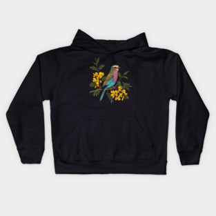 Lilac Breasted Roller with Acacia Blossoms Kids Hoodie