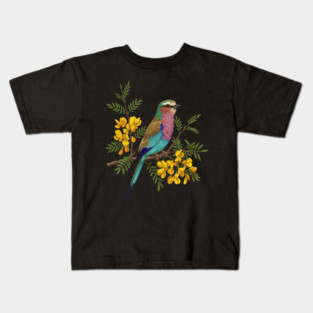 Lilac Breasted Roller with Acacia Blossoms Kids T-Shirt