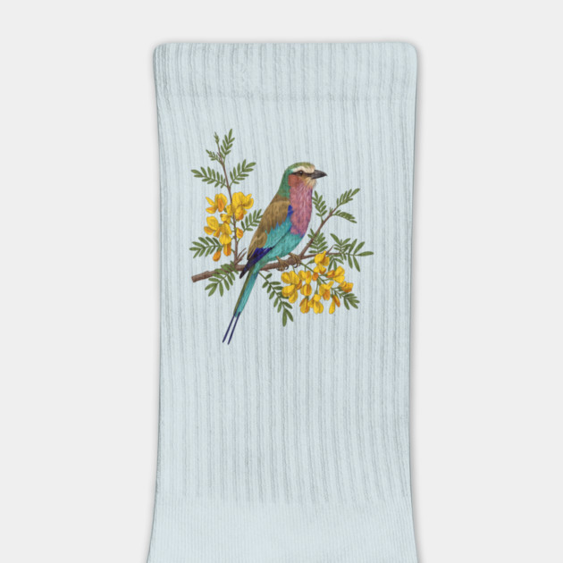 Lilac Breasted Roller with Acacia Blossoms by BirdsnStuff