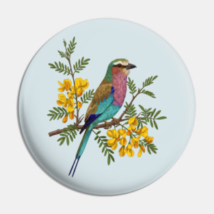 Lilac Breasted Roller with Acacia Blossoms Pin