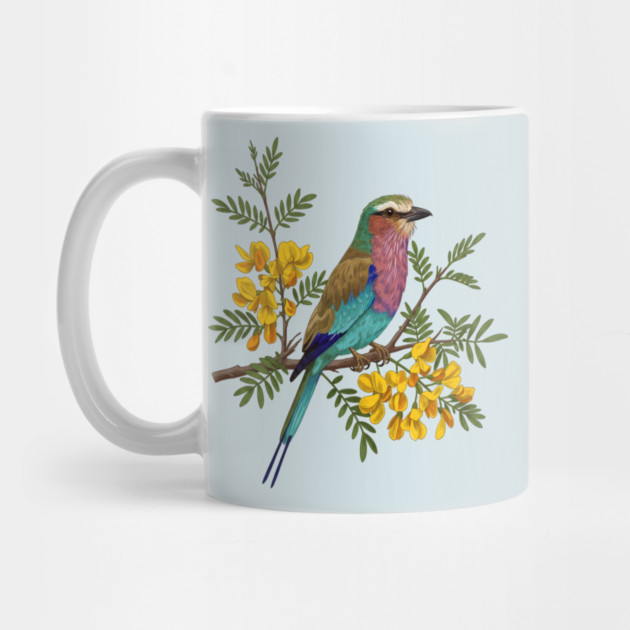 Lilac Breasted Roller with Acacia Blossoms by BirdsnStuff
