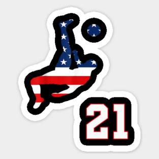 American USA Flag Soccer Jersey Favorite Lucky Number 21 Women Men Sticker