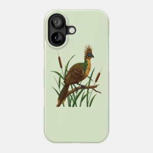 Hoatzin on Branch in Lush Wetland Growth Phone Case
