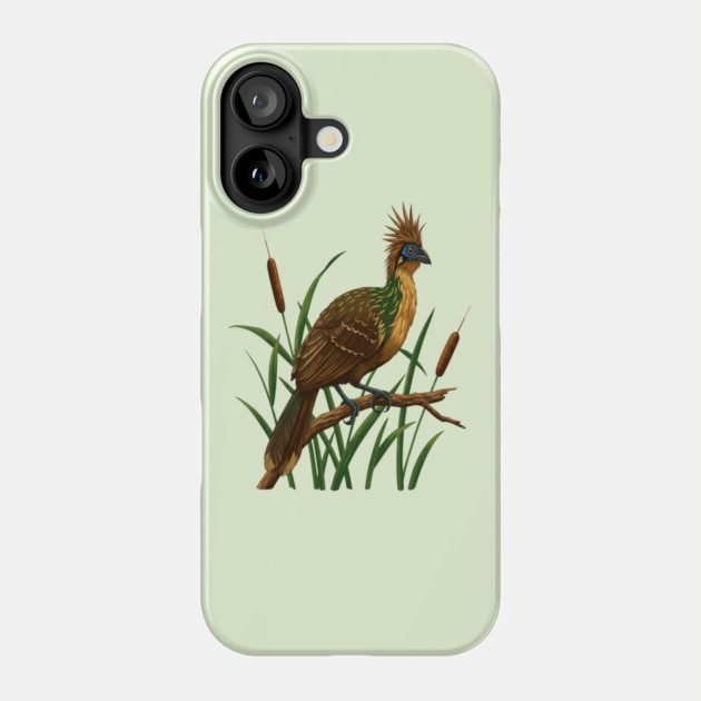 Hoatzin on Branch in Lush Wetland Growth Phone Case by BirdsnStuff