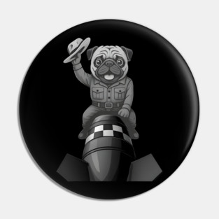 Bomb Rider Pug - Funny Vintage Military Dog Art Pin