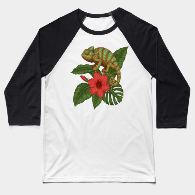 Panther Chameleon Tropical Wildlife Baseball T-Shirt by BirdsnStuff