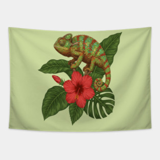 Panther Chameleon Tropical Wildlife Tapestry