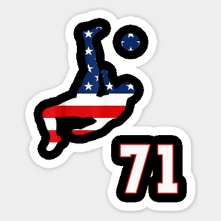 American USA Flag Soccer Jersey Favorite Lucky Number 71 Women Men Sticker
