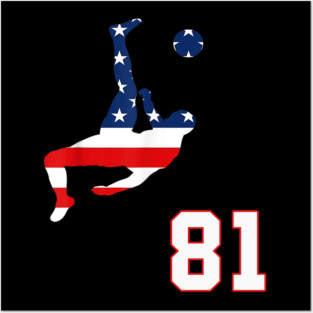 American USA Flag Soccer Jersey Favorite Lucky Number 81 Women Men Posters and Art