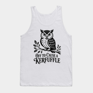 Mischievous Owl Kerfuffle Line Art Tank Top