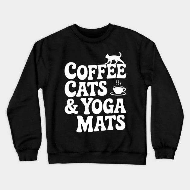 Coffee Cats & Yoga Mats Crewneck Sweatshirt by Frank Ring