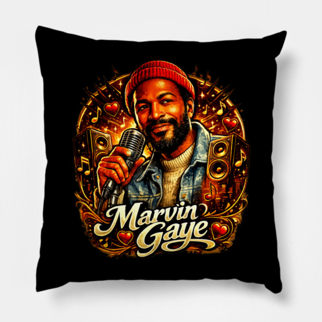 Marvin Gaye Soul Tribute Illustration Pillow by UrbanLifeApparel
