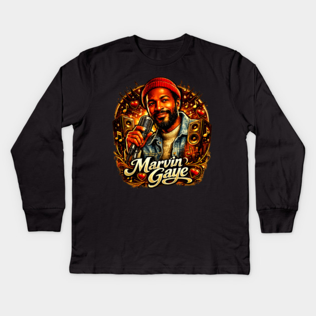 Marvin Gaye Soul Tribute Illustration Kids Long Sleeve T-Shirt by UrbanLifeApparel