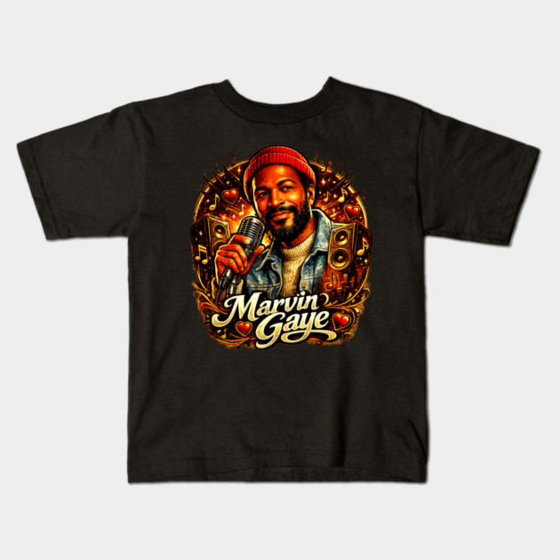 Marvin Gaye Soul Tribute Illustration Kids T-Shirt by UrbanLifeApparel