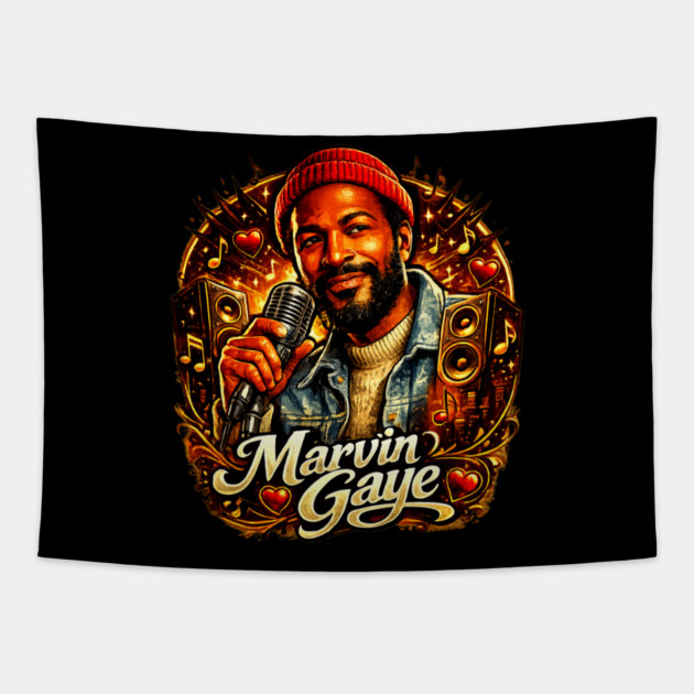 Marvin Gaye Soul Tribute Illustration Tapestry by UrbanLifeApparel