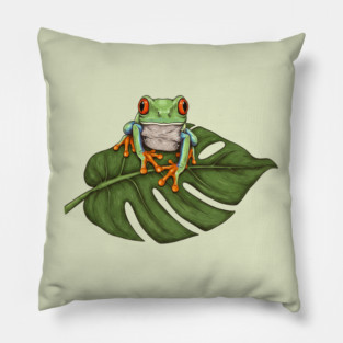 Red Eyed Tree Frog Tropical Wildlife Pillow
