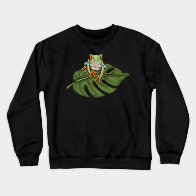 Red Eyed Tree Frog Tropical Wildlife Crewneck Sweatshirt by BirdsnStuff