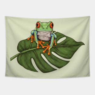 Red Eyed Tree Frog Tropical Wildlife Tapestry