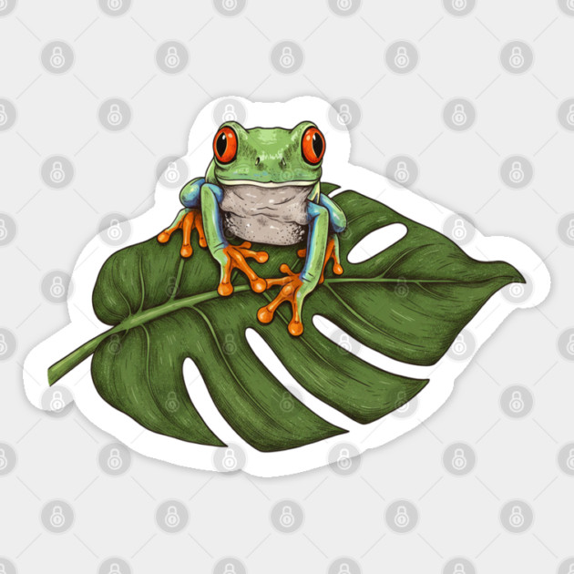 Red Eyed Tree Frog Tropical Wildlife Sticker by BirdsnStuff