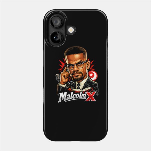 Malcolm X Thoughtful Revolutionary Portrait Illustration Phone Case by UrbanLifeApparel