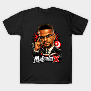 Malcolm X Thoughtful Revolutionary Portrait Illustration T-Shirt