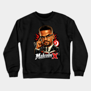 Malcolm X Thoughtful Revolutionary Portrait Illustration Crewneck Sweatshirt