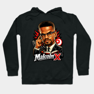 Malcolm X Thoughtful Revolutionary Portrait Illustration Hoodie