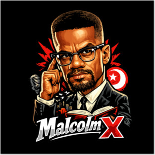 Malcolm X Thoughtful Revolutionary Portrait Illustration Posters and Art