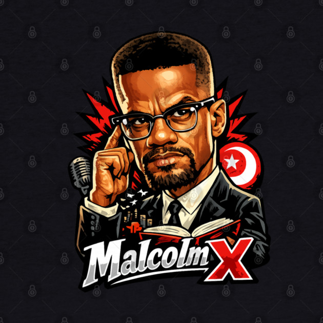 Malcolm X Thoughtful Revolutionary Portrait Illustration by UrbanLifeApparel