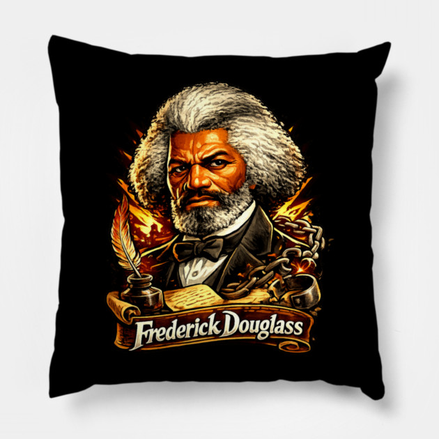 Frederick Douglass Abolitionist Legacy Portrait Illustration Pillow by UrbanLifeApparel