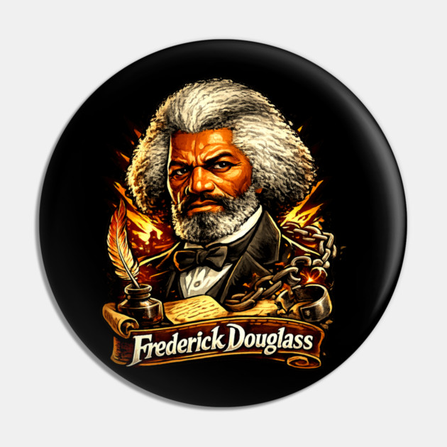 Frederick Douglass Abolitionist Legacy Portrait Illustration Pin by UrbanLifeApparel
