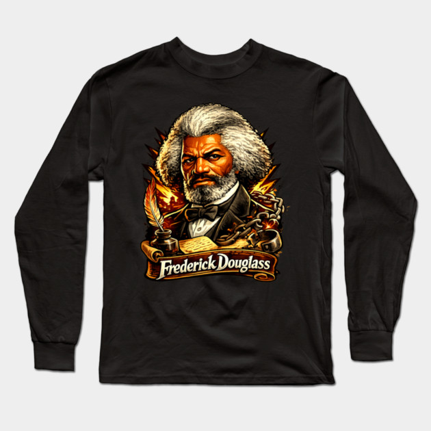 Frederick Douglass Abolitionist Legacy Portrait Illustration Long Sleeve T-Shirt by UrbanLifeApparel