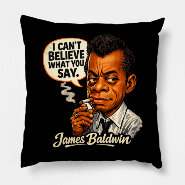 James Baldwin Truth Teller Literary Icon Illustration Pillow by UrbanLifeApparel