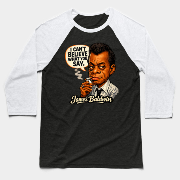 James Baldwin Truth Teller Literary Icon Illustration Baseball T-Shirt by UrbanLifeApparel