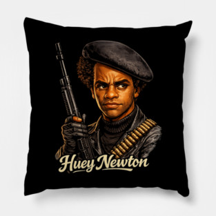 Huey P. Newton Revolutionary Power Portrait Illustration Pillow