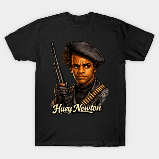 Huey P. Newton Revolutionary Power Portrait Illustration T-Shirt by UrbanLifeApparel