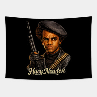 Huey P. Newton Revolutionary Power Portrait Illustration Tapestry