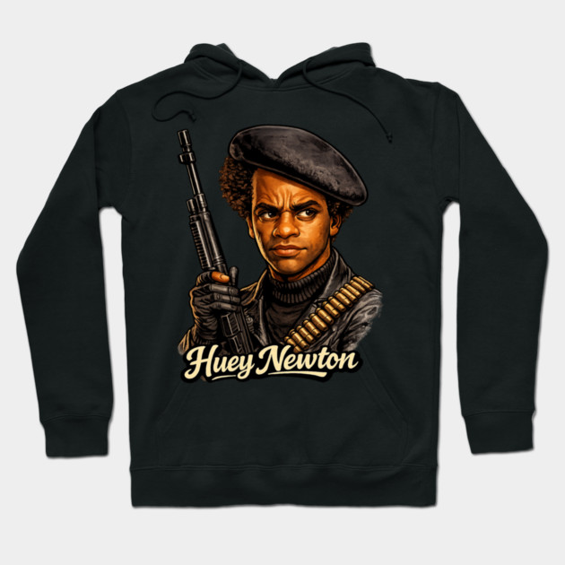 Huey P. Newton Revolutionary Power Portrait Illustration Hoodie by UrbanLifeApparel