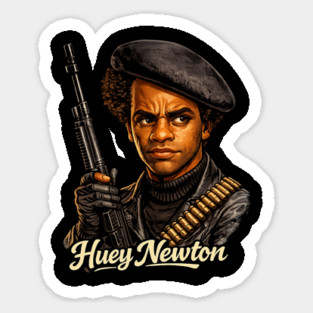 Huey P. Newton Revolutionary Power Portrait Illustration Sticker